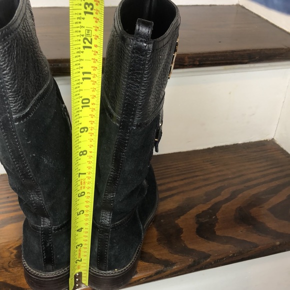 Tory Burch Black Suede Leather Cuff Mid Calf Boots Size 7 - Picture 16 of 16